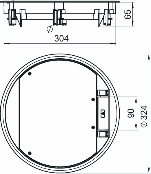 Geräteeinsatz Kst rnd 3f sw m.Belagaussp 5mm RAL9011 Belagschutzrahm