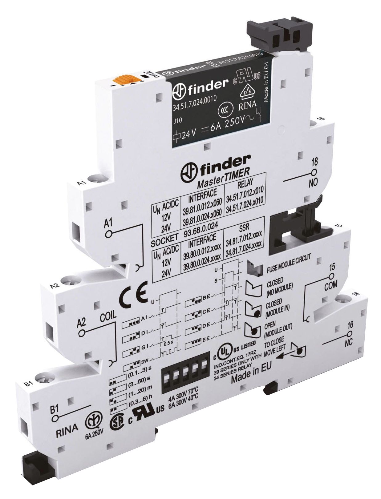 Zeitrelais 12V/AC 0.1s-6h ansprVerz Funktion ansprechverzögert Festzeit