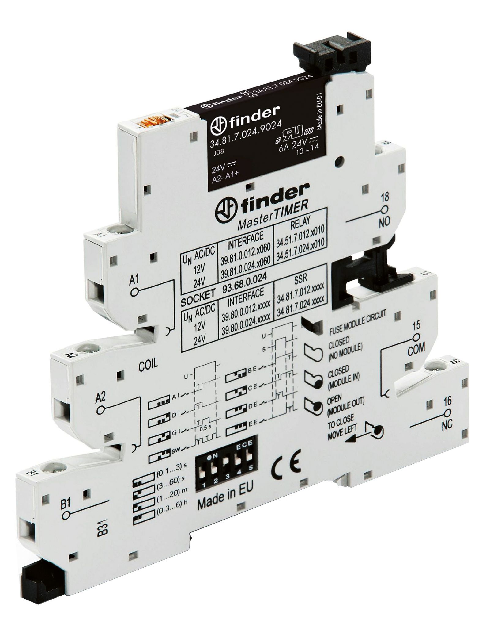 Zeitrelais 24V/AC 0.1s-6h ansprVerz Funktion ansprechverzögert Festzeit