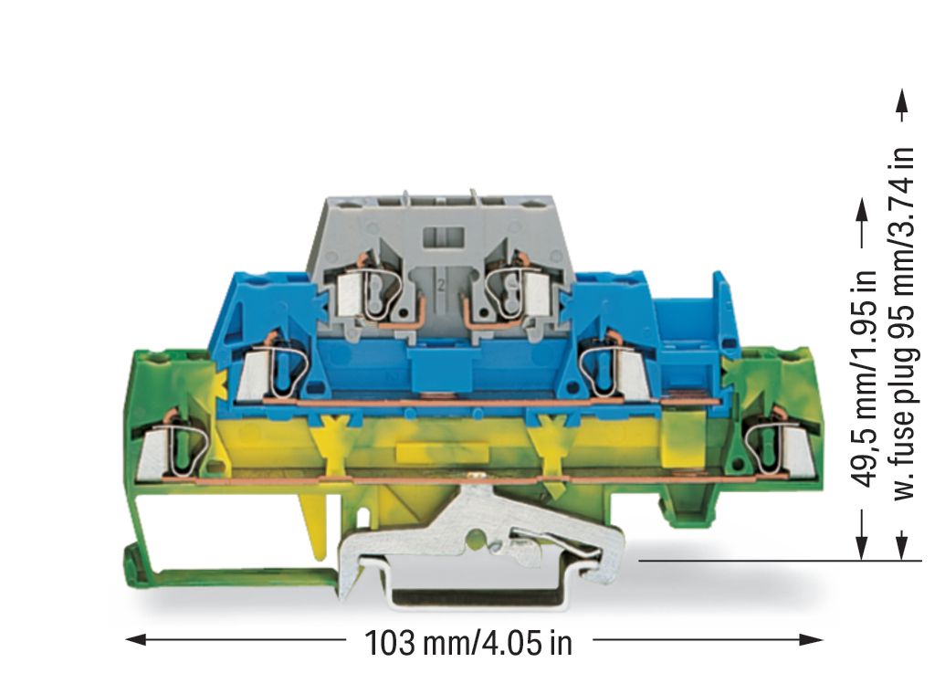 Reihenklemme 0,08-2,5qmm Serie 280 20A 3Etagen 2kl grau/blau/grün-gelb