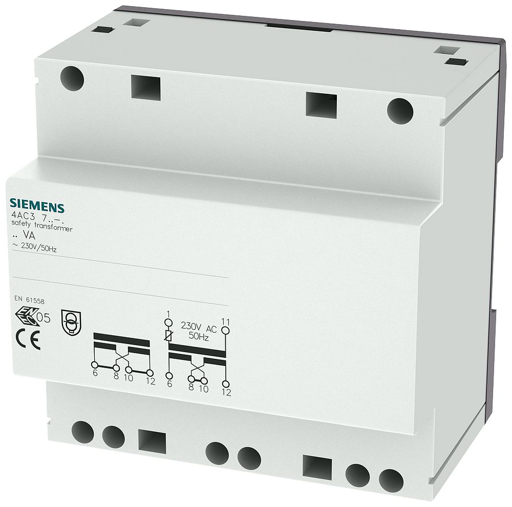 Sicherheitstrafo 230V 12/24V 5,2/2,6A REG 5TE f.Reiheneinb Kurzschlusssicher
