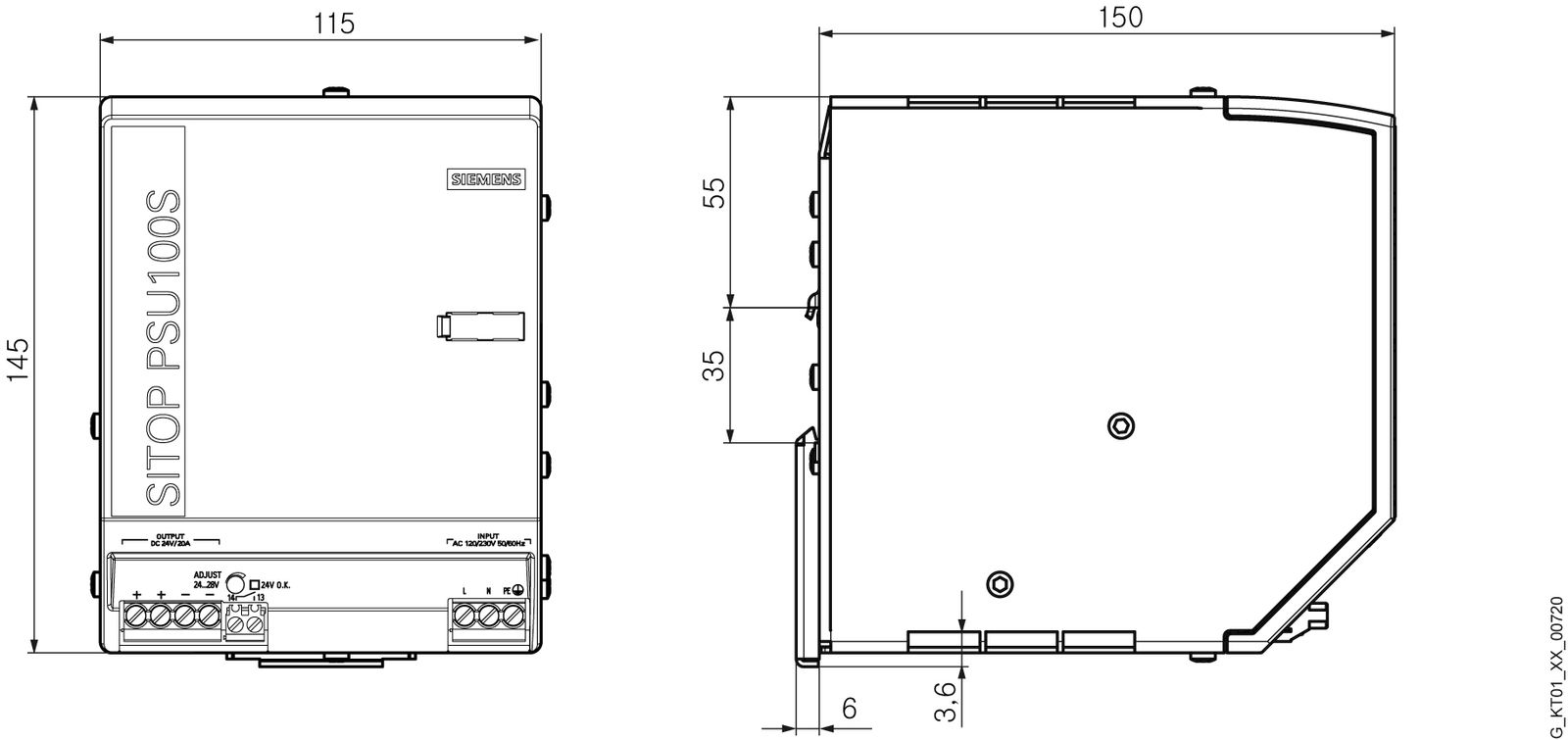 Gleichstromversorgung 24V 480W 230VAC 20A Kurzschlussf IP20