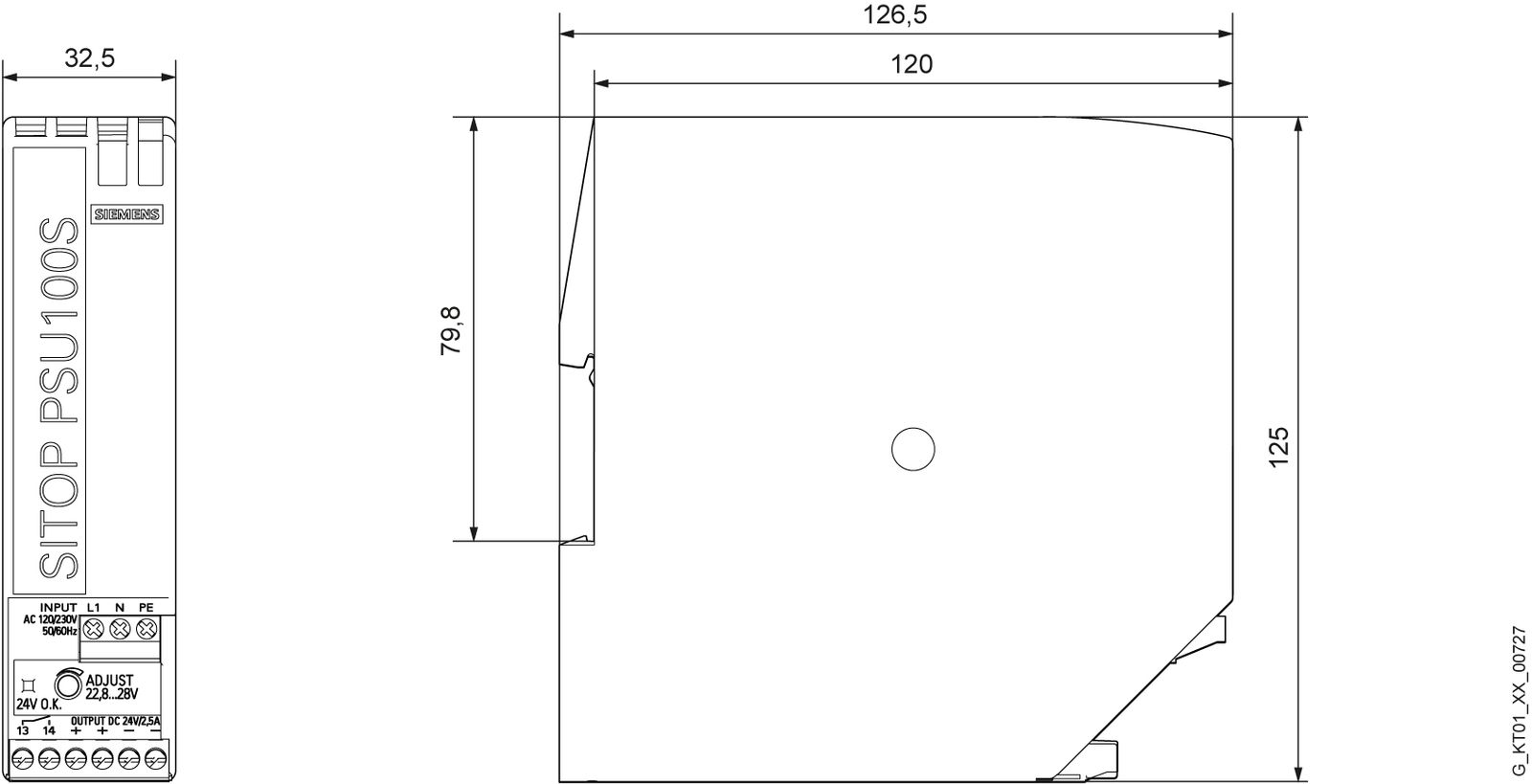 Gleichstromversorgung 24V 60W 230VAC 2,5A Kurzschlussf IP20