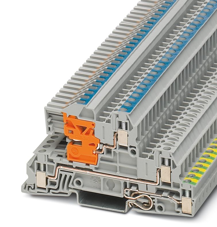 Installationsklemme 24A 0,2-4qmm 3pot gr Mit N-Trennschlitten APL_erf. Schraub