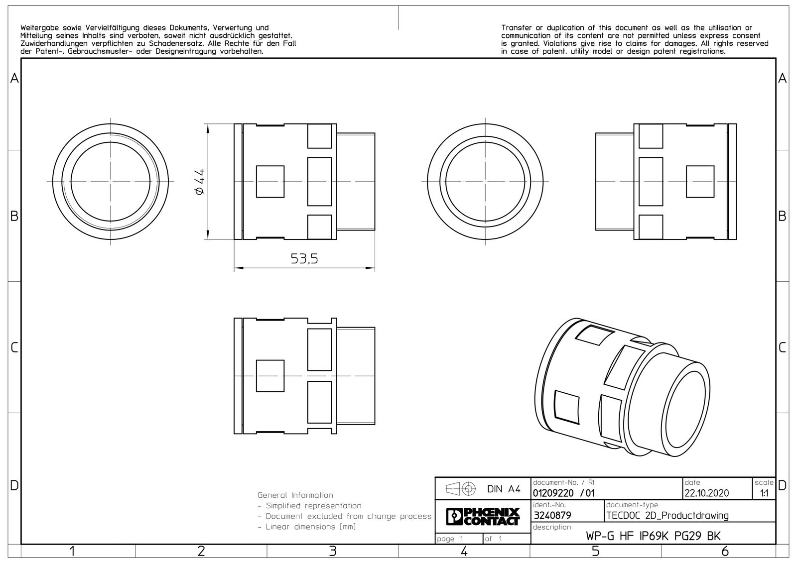 Wellrohrverschraubung PA Ø34,5mm PG29 IP68 ger Polyamid (PA) Schnapp 14,5mm