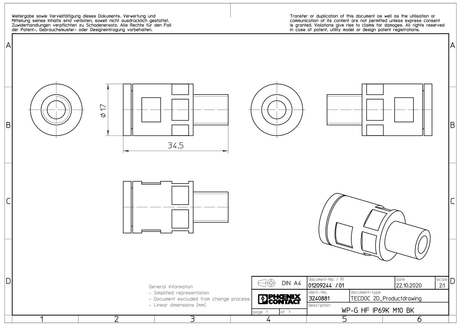 Wellrohrverschraubung PA Ø10mm M10x1 IP68 ger Polyamid (PA) M10 x 1,0 Schnapp