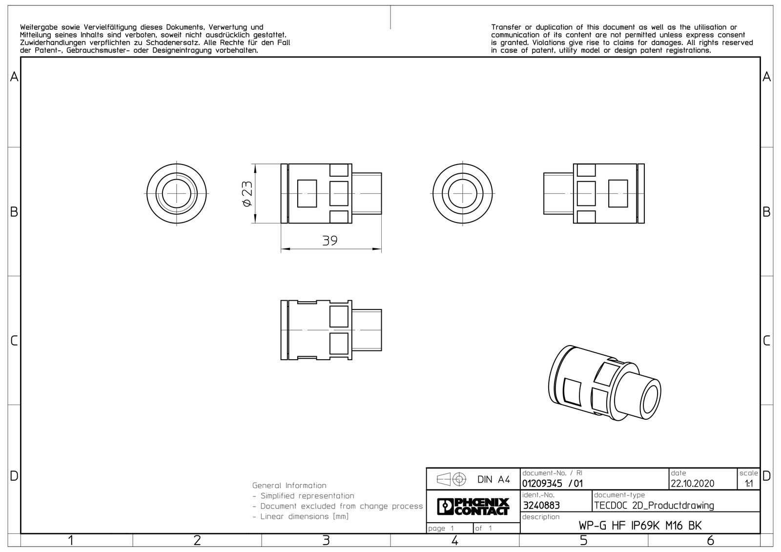 Wellrohrverschraubung PA Ø15,8mm M16x1,5 IP68 Polyamid (PA) M16 x 1,5 ger Schnapp