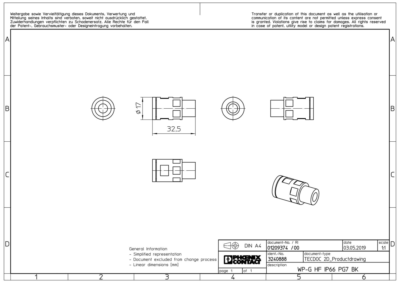 Wellrohrverschraubung PA Ø10mm PG7 IP66 ger Polyamid (PA) Schnapp