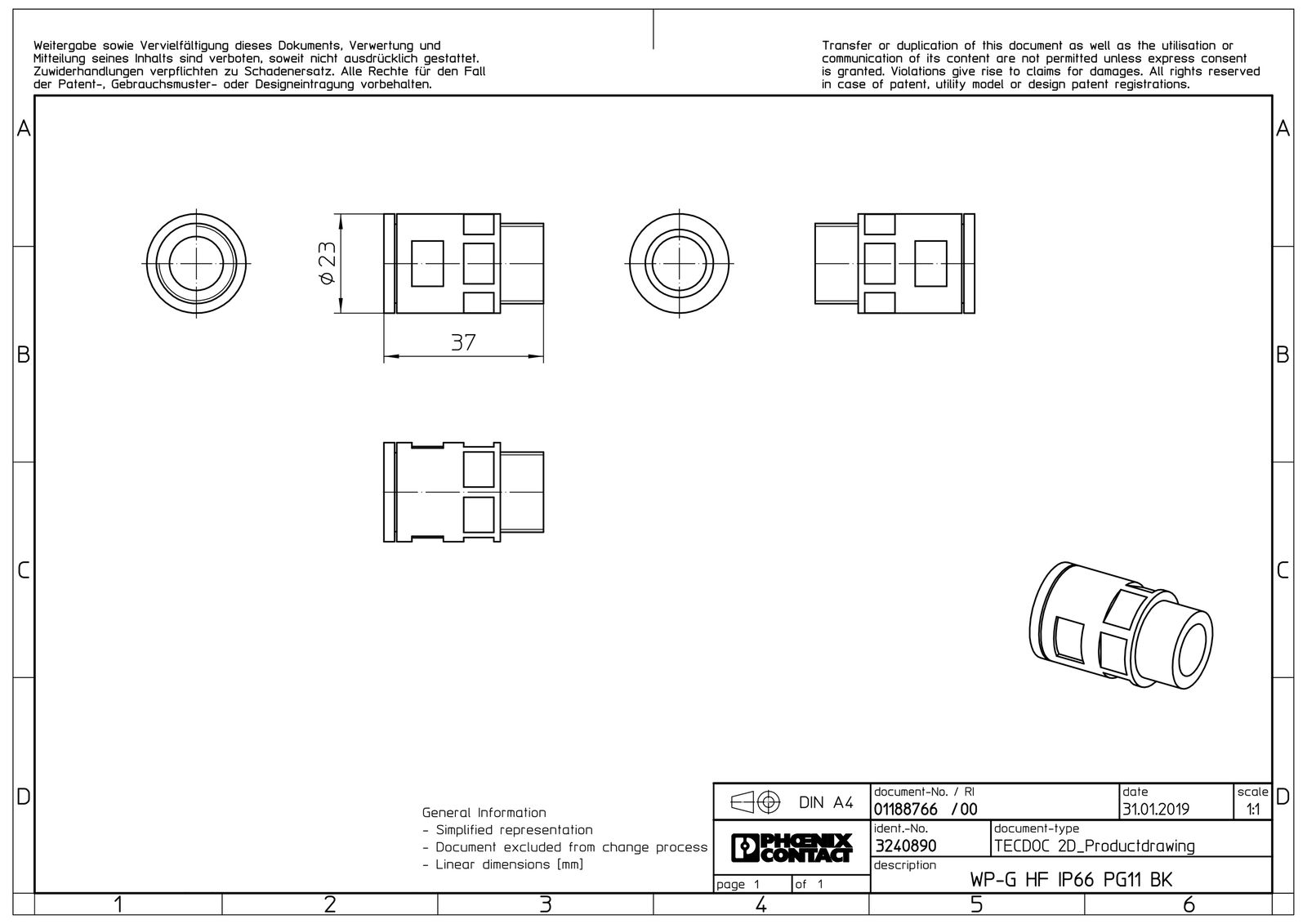 Wellrohrverschraubung PA Ø15,8mm PG11 IP66 ger Polyamid (PA) Schnapp 10mm