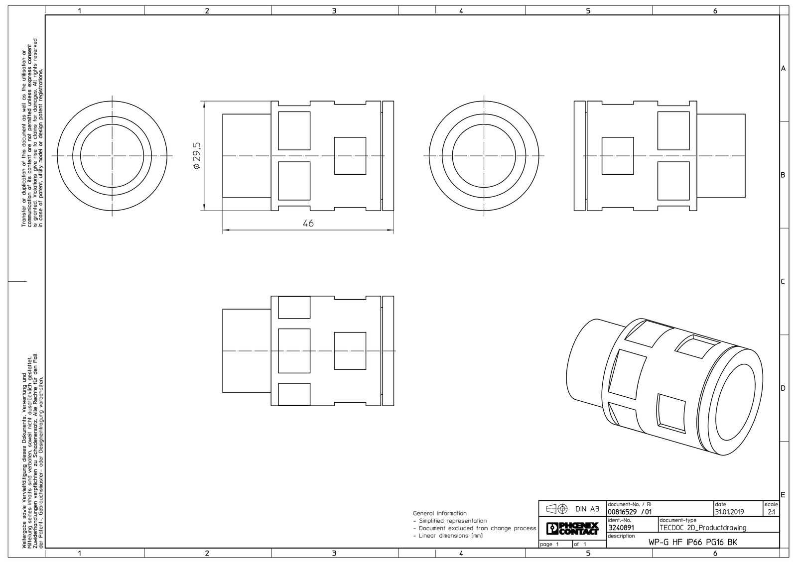 Wellrohrverschraubung PA Ø21,2mm PG16 IP66 ger Polyamid (PA) Schnapp 13mm