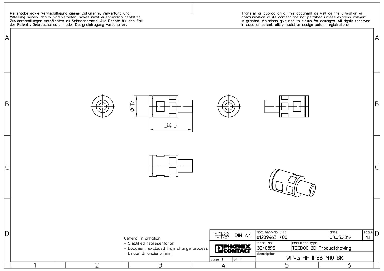 Wellrohrverschraubung PA Ø10mm M10x1 IP66 ger Polyamid (PA) M10 x 1,0 Schnapp