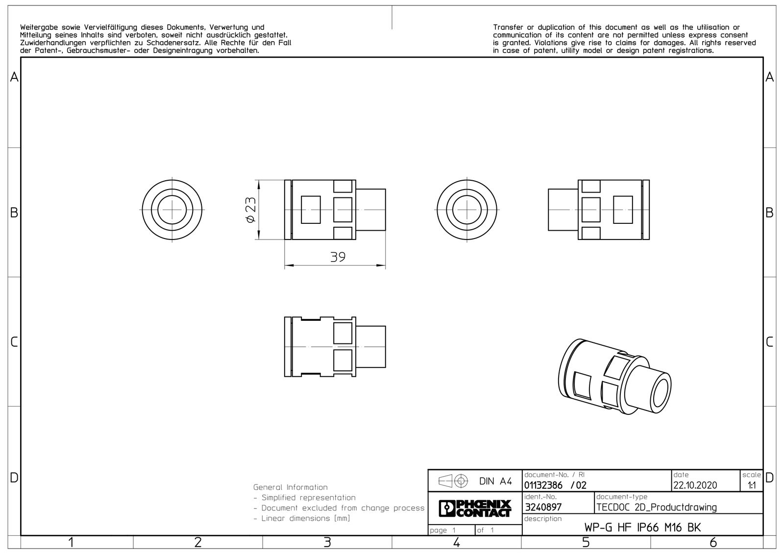 Wellrohrverschraubung PA Ø15,8mm M16x1,5 IP66 Polyamid (PA) M16 x 1,5 ger Schnapp