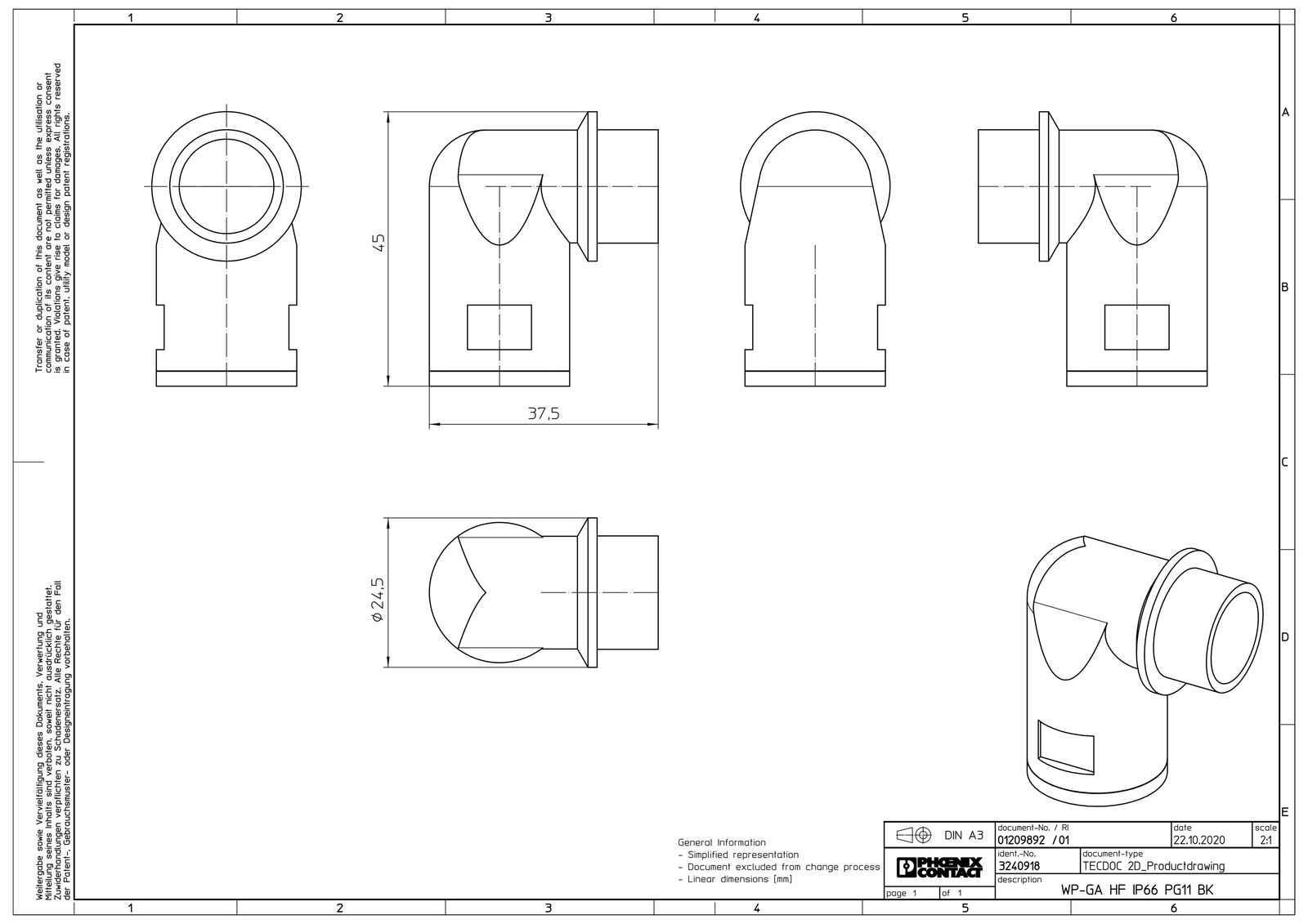 Wellrohrverschraubung PA Ø15,8mm PG11 IP66 Polyamid (PA) 90°Wink Schnapp 10mm