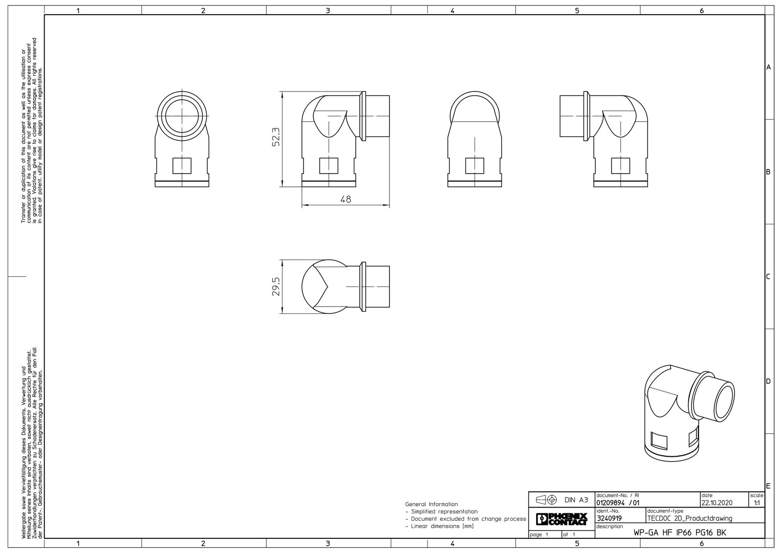 Wellrohrverschraubung PA Ø21,2mm PG16 IP66 Polyamid (PA) 90°Wink Schnapp 13mm