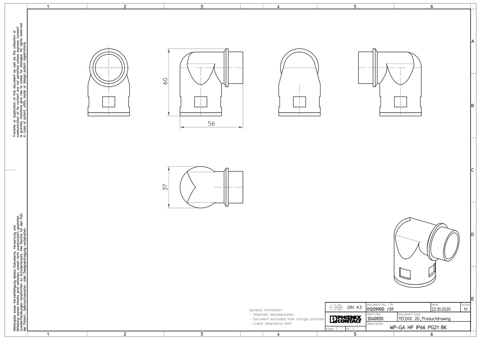 Wellrohrverschraubung PA Ø28,5mm PG21 IP66 Polyamid (PA) 90°Wink Schnapp 13mm
