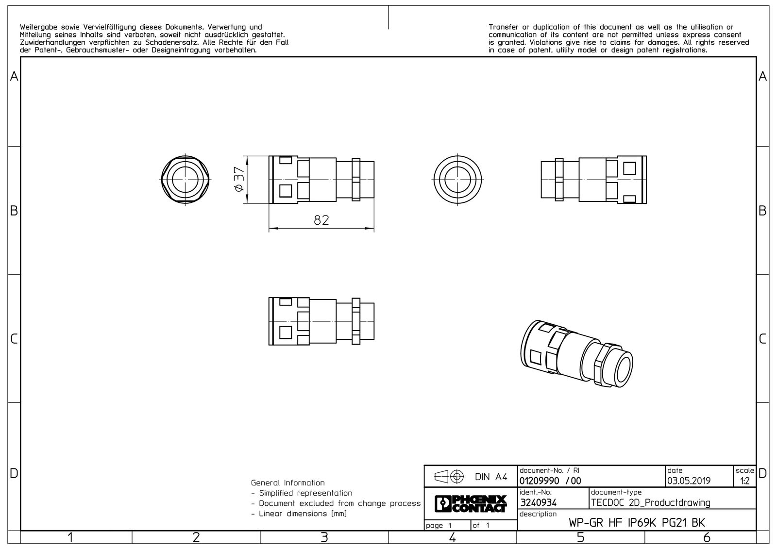 Wellrohrverschraubung PA Ø28,5mm PG21 IP68 Polyamid (PA) 90°Wink Schnapp 11mm