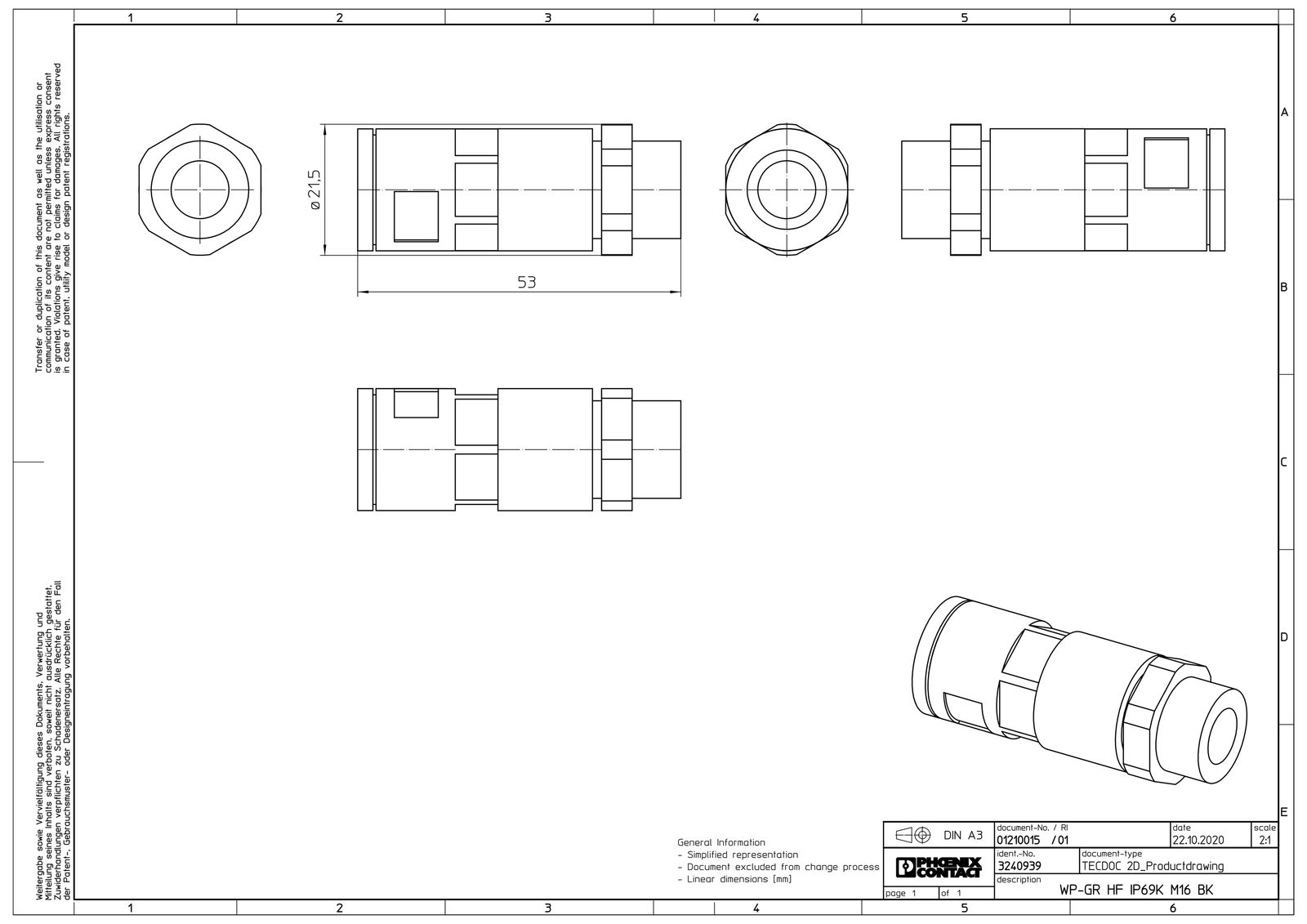 Wellrohrverschraubung PA Ø13mm M16x1,5 IP68 Polyamid (PA) M16 x 1,5 ger Schnapp
