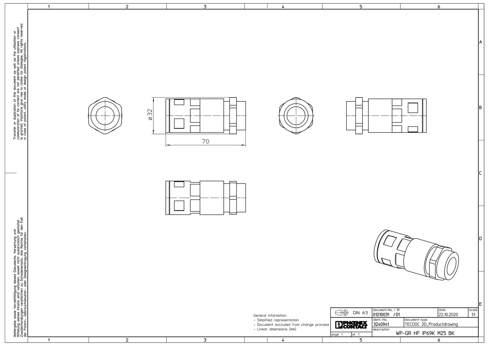 Wellrohrverschraubung PA Ø21,2mm M25x1,5 IP68 Polyamid (PA) M25 x 1,5 ger Schnapp