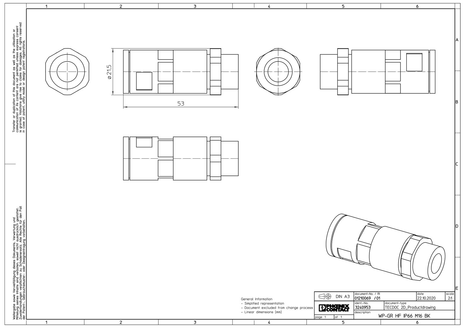 Wellrohrverschraubung PA Ø13mm M16x1,5 IP66 Polyamid (PA) M16 x 1,5 ger Schnapp