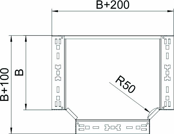 T-Stück Kabelrinne 60x600mm int.Verb vz horiz