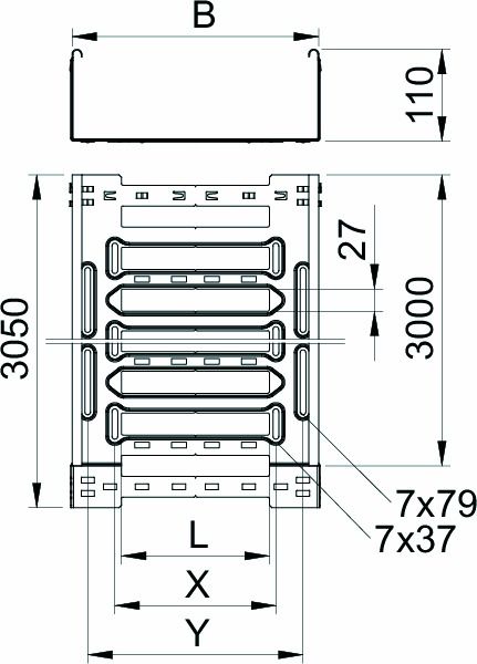 Kabelrinne MKSM-Serie 110x300x1mm Rinne int.Verb 3050mm Seitenl 32800qmm
