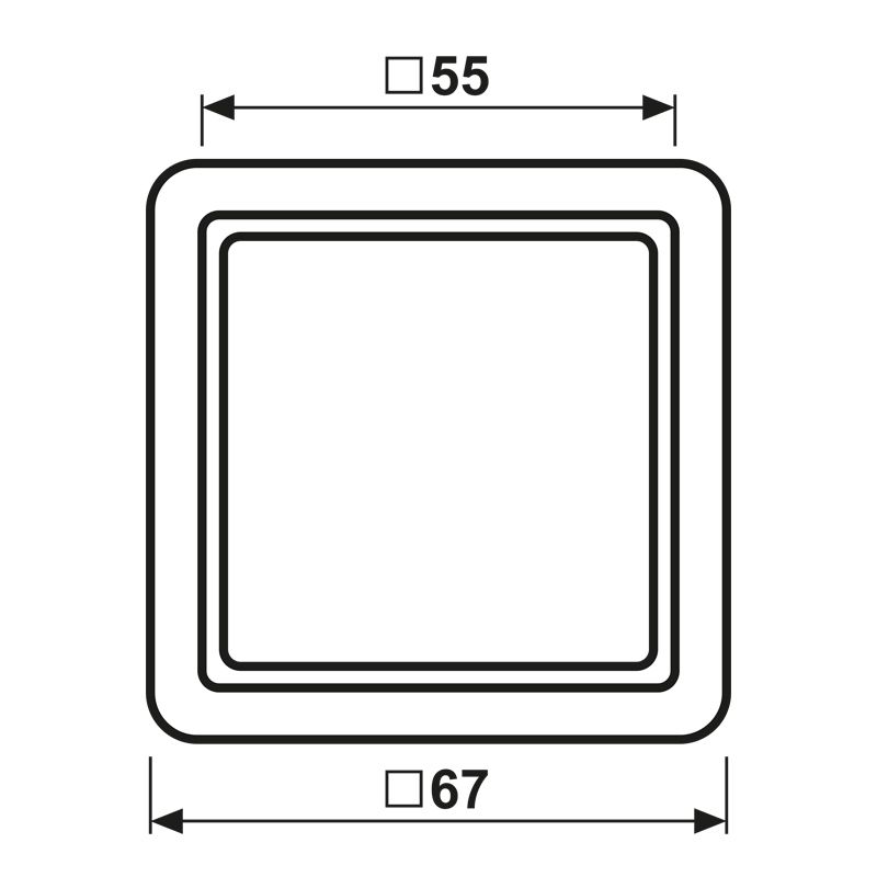 Zwischenrahmen aws CD 55x55mm RAL9010 quadratisch 55mm/quadratisch 55mm