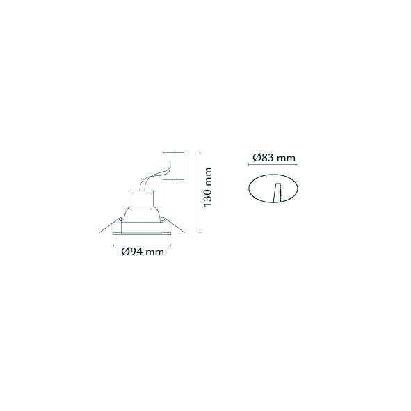 Einbaustrahler 50W JUPITER 350lm GU10 ws mt Alu IP23 mediumstrahlend Ø/EB83mm