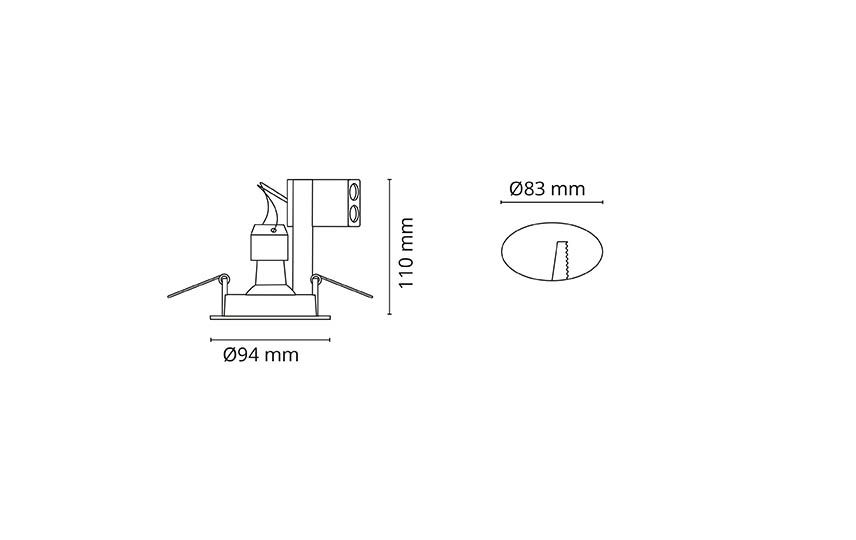 Einbaustrahler 50W JUPITER 350lm GU10 mt Alu IP23 graphit mediumstrahlend