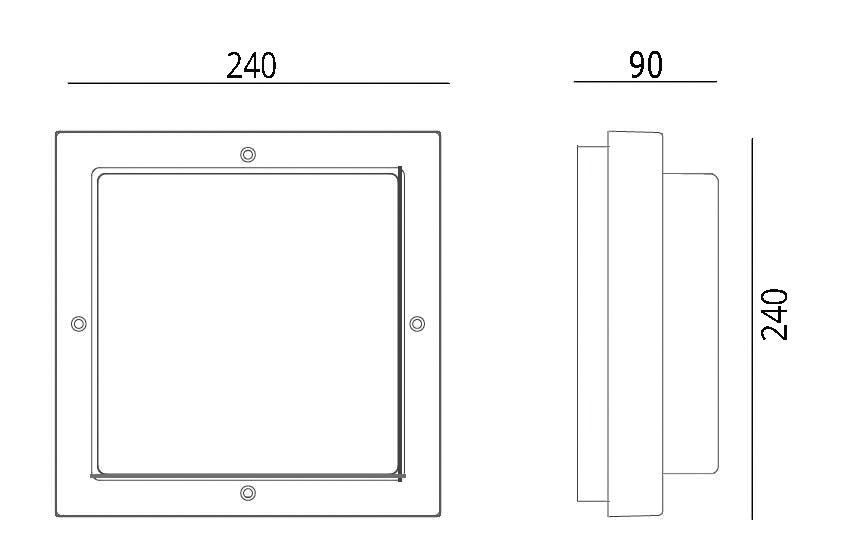 Anbauleuchte 46W HV sw IP65 E27 240x240x90mm
