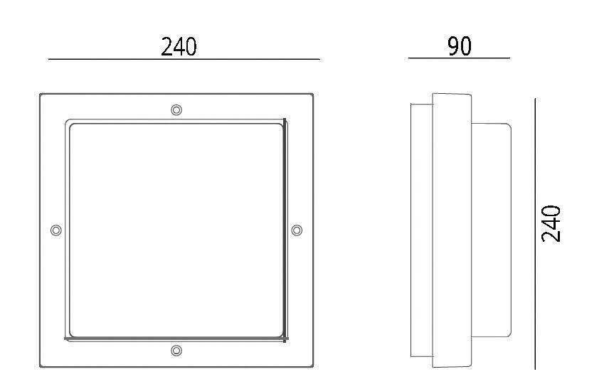 Anbauleuchte 46W HV graphit IP65 E27 240x240x90mm