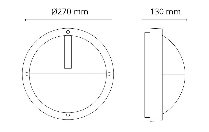 Wandanbauleuchte 46W HV sw IP65 E27 Ø270x130mm