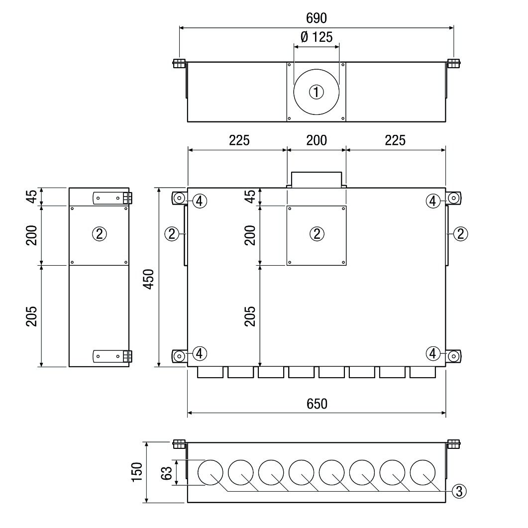 Luftverteilkasten 125 mm ST