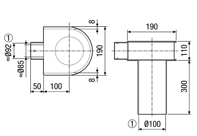 Übergangsstück Ø100mm ST