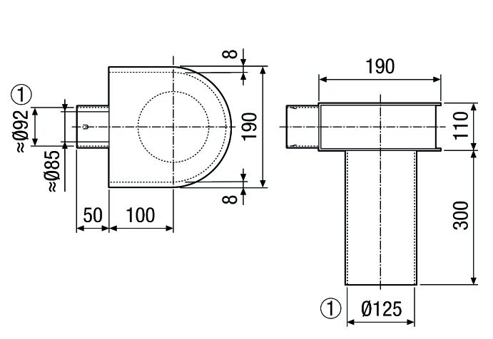 Übergangsstück Ø125mm ST
