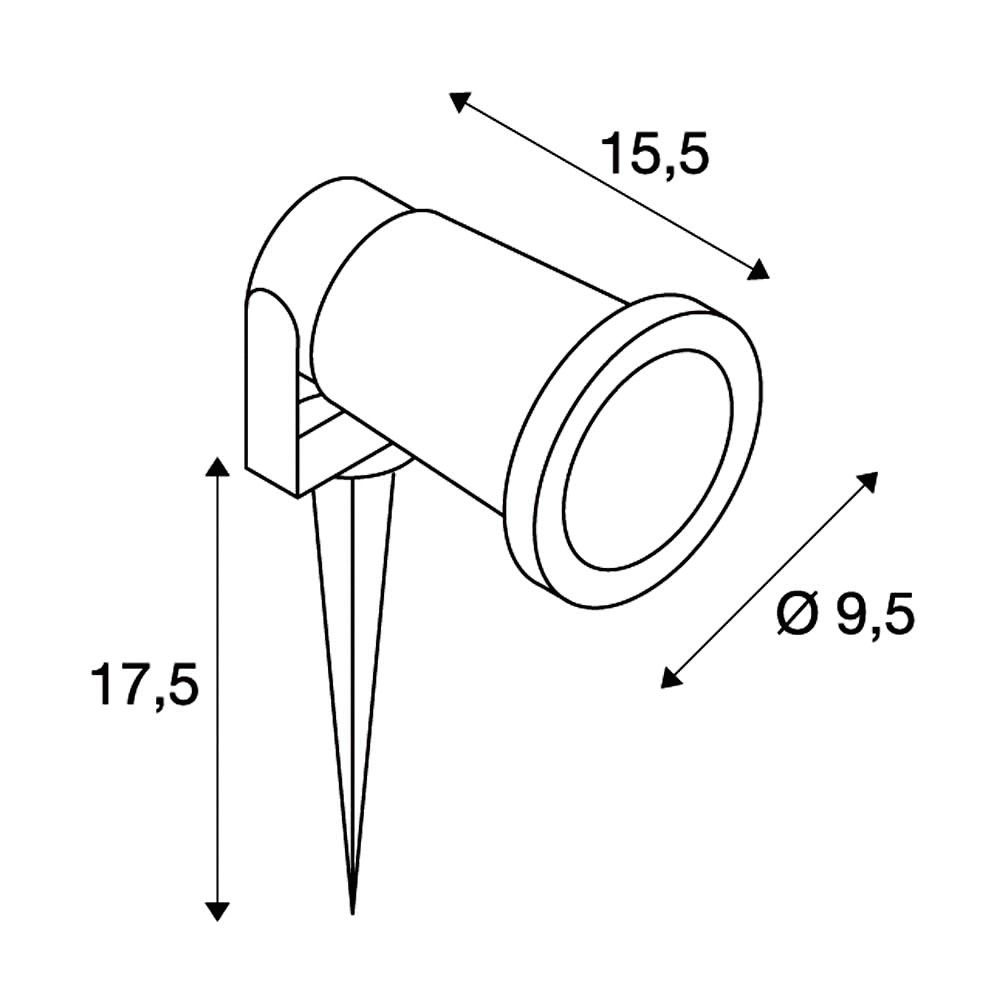 LED-Wegeleuchte 11W IP65 sw Alu Gl_tr 1LED GU10