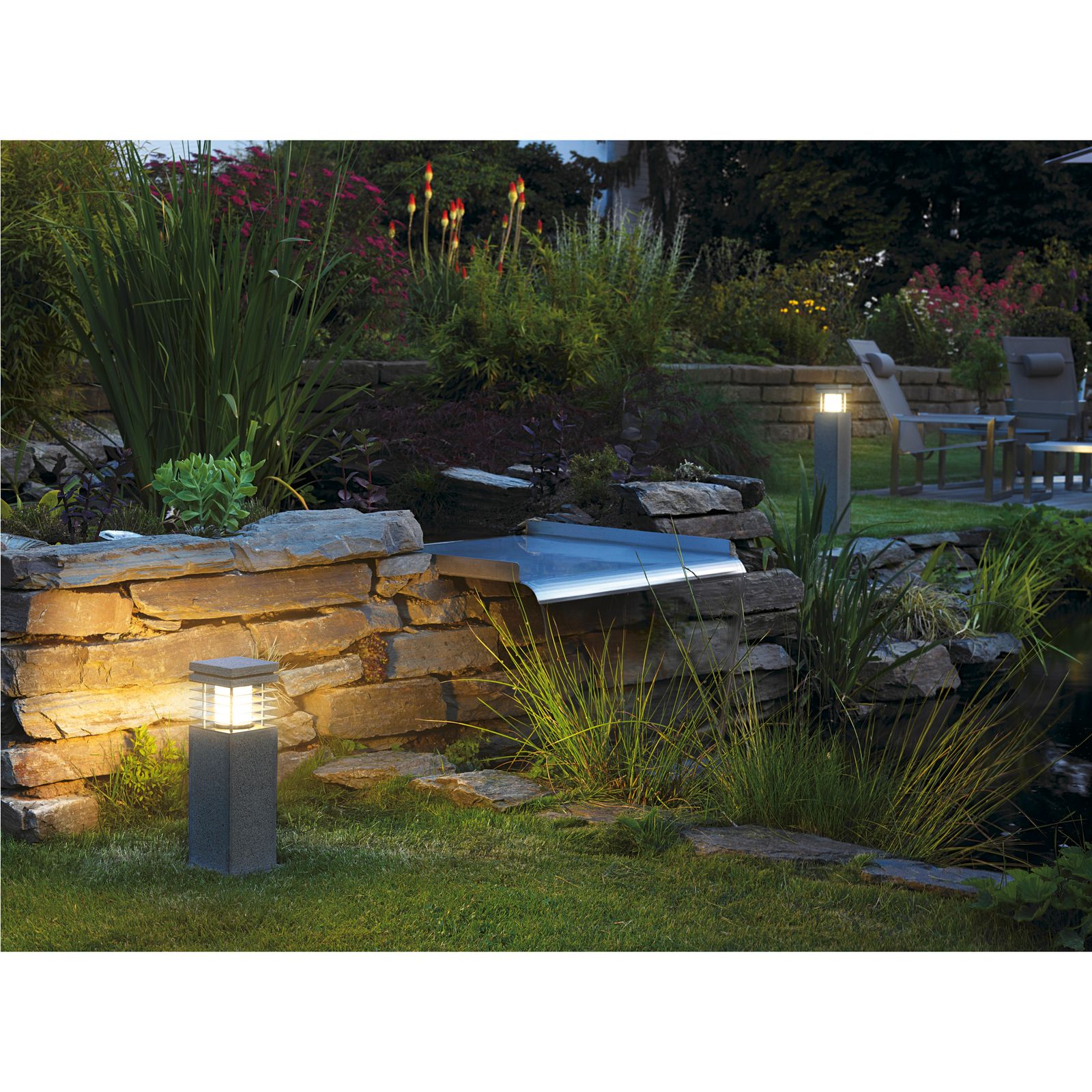 Pollerleuchte 15W E27 granit Stein IP44 HV Kst_opal