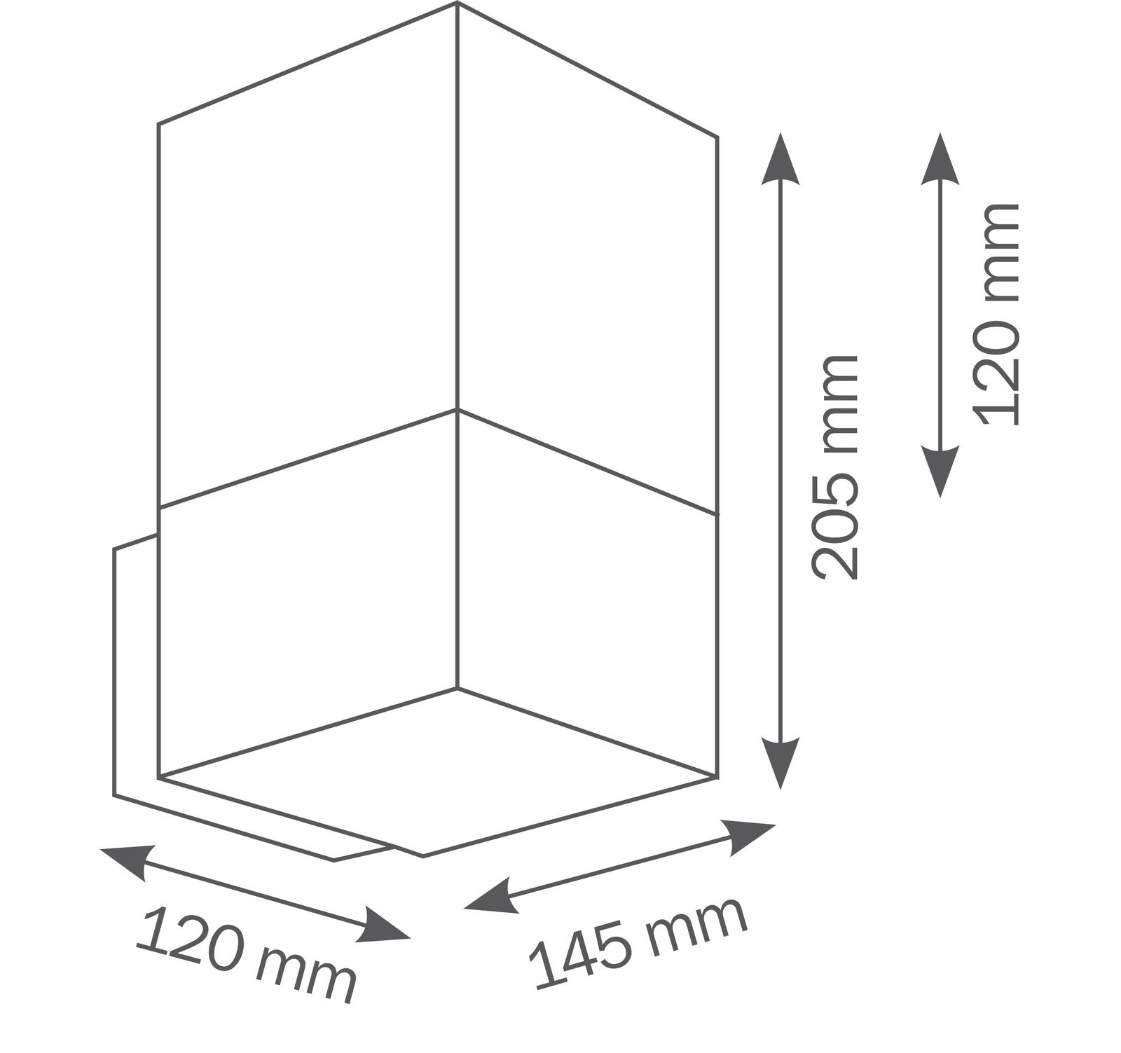 Wandanbauleuchte 100W HV edst IP44 E27 145x120x205mm