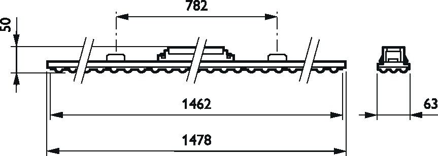LED-Geräteträger 25W Maxos 4000K 4000lm 1LED elektr.Trafo IP20 ws 63x1478x50mm