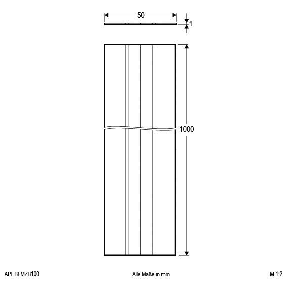 Abdeckung alu L1000mm B50mm H1,1mm