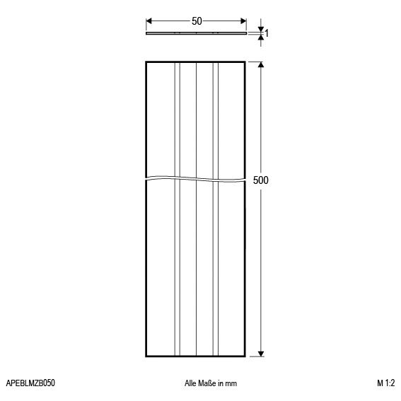 Abdeckung alu L500mm B50mm H1,1mm