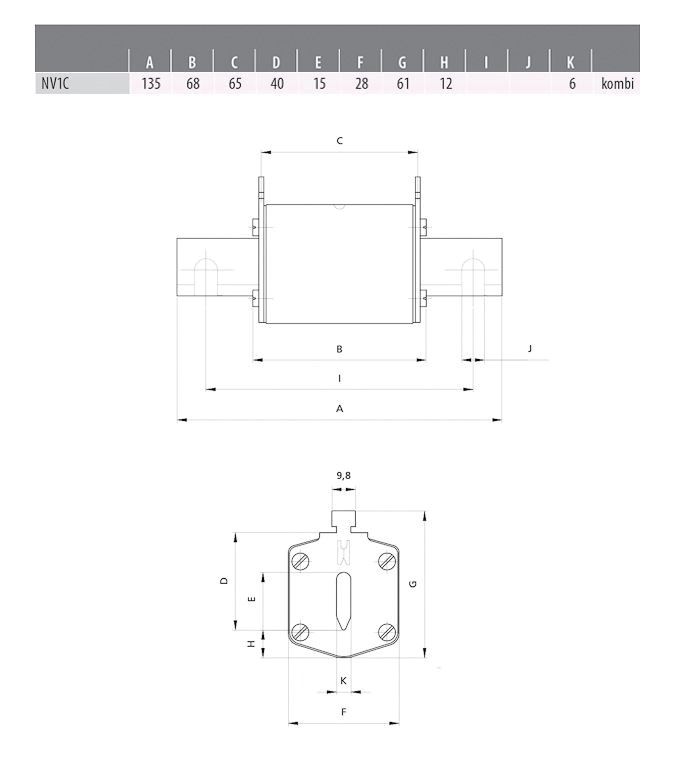 NH-Sicherungseinsatz 25A NH1 500VAC gG Kombik