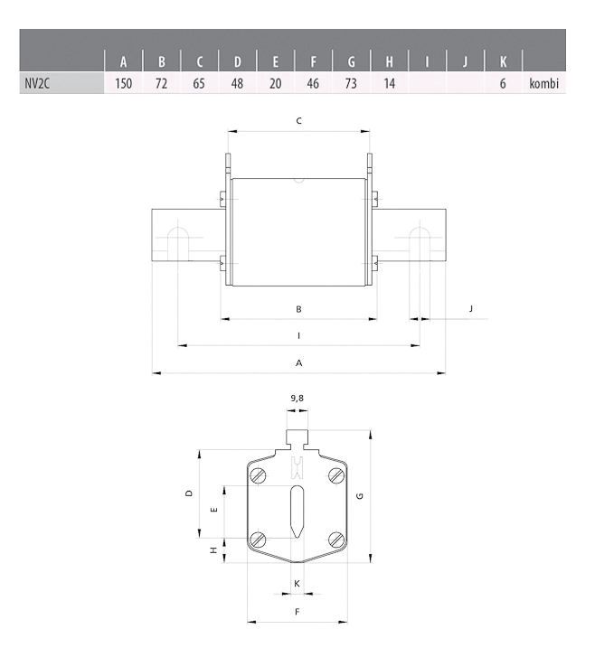 NH-Sicherungseinsatz 40A NH2 500VAC gG Kombik