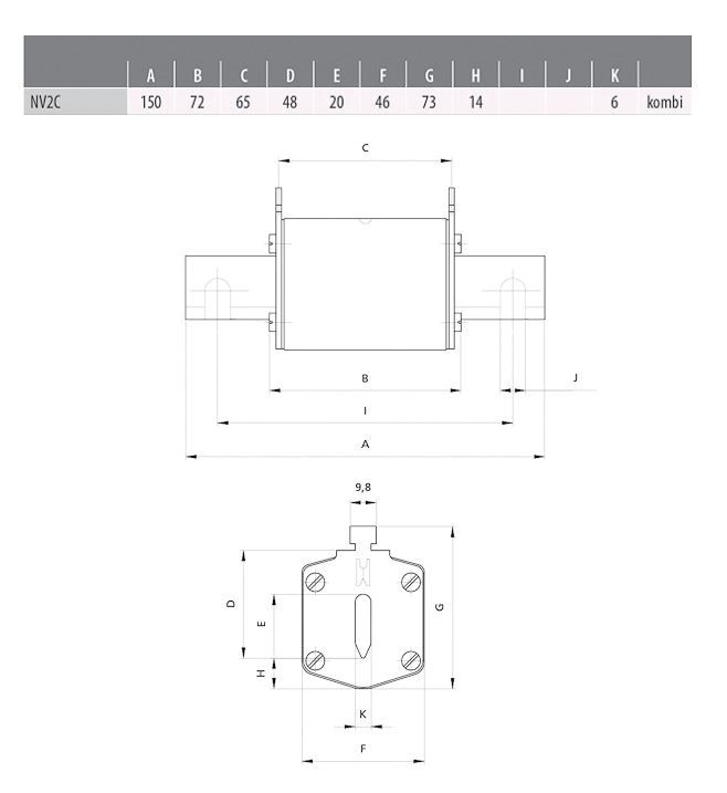 NH-Sicherungseinsatz 100A NH2 500VAC gG Kombik