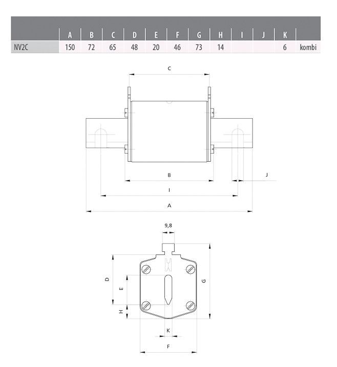 NH-Sicherungseinsatz 200A NH2 500VAC gG Kombik