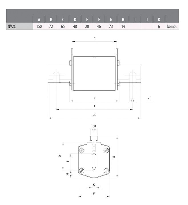 NH-Sicherungseinsatz 250A NH2 500VAC gG Kombik