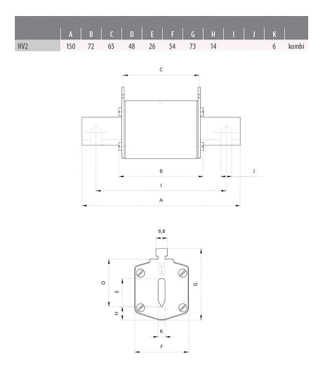 NH-Sicherungseinsatz 315A NH2 500VAC gG Kombik