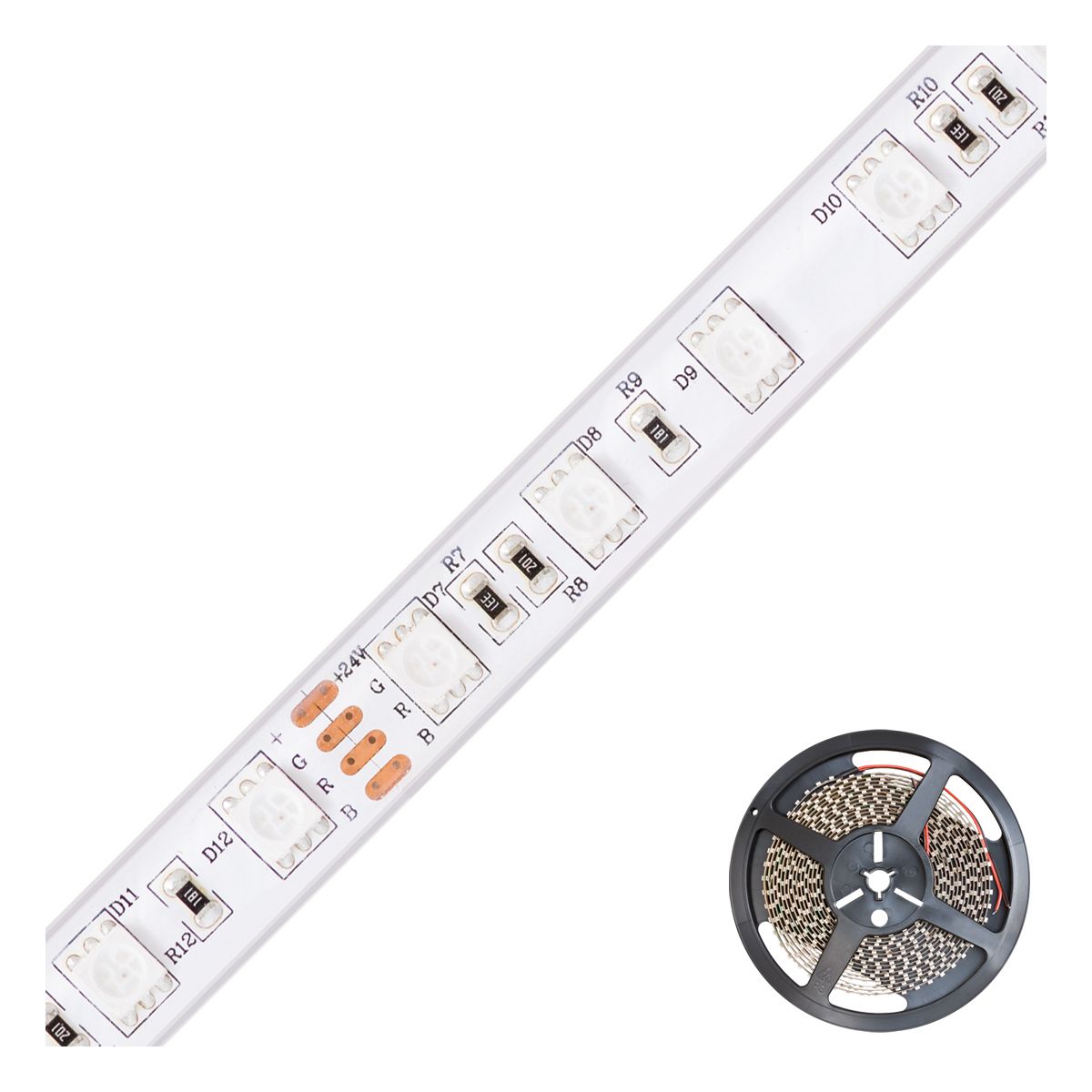 LED-Lichtband 14,4W/m rgb 60Stk/m IP67 DC 24V LED nicht austauschbar 5000mm