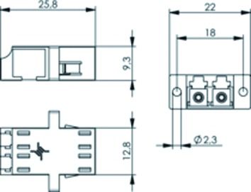 LWL-Kupplung LC-D LC-D MM Kst Keramik bl Schraube/einrasten