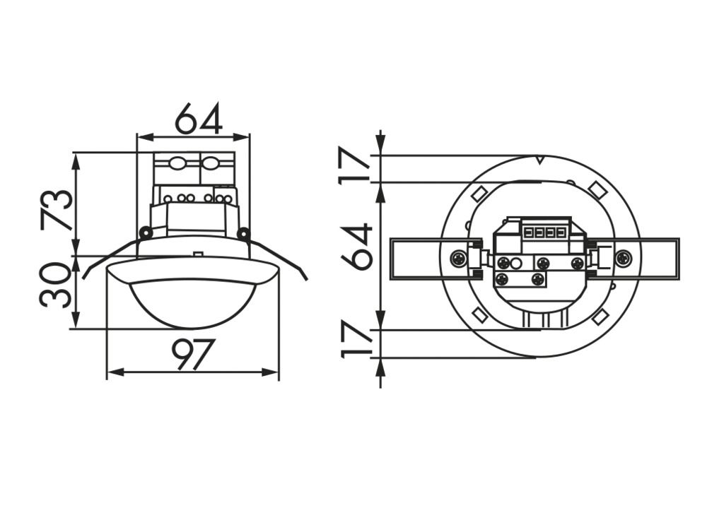 Präsenzmelder EB 360° 110-240V ws mt IP20 Einb Fernbedienbar 2300W