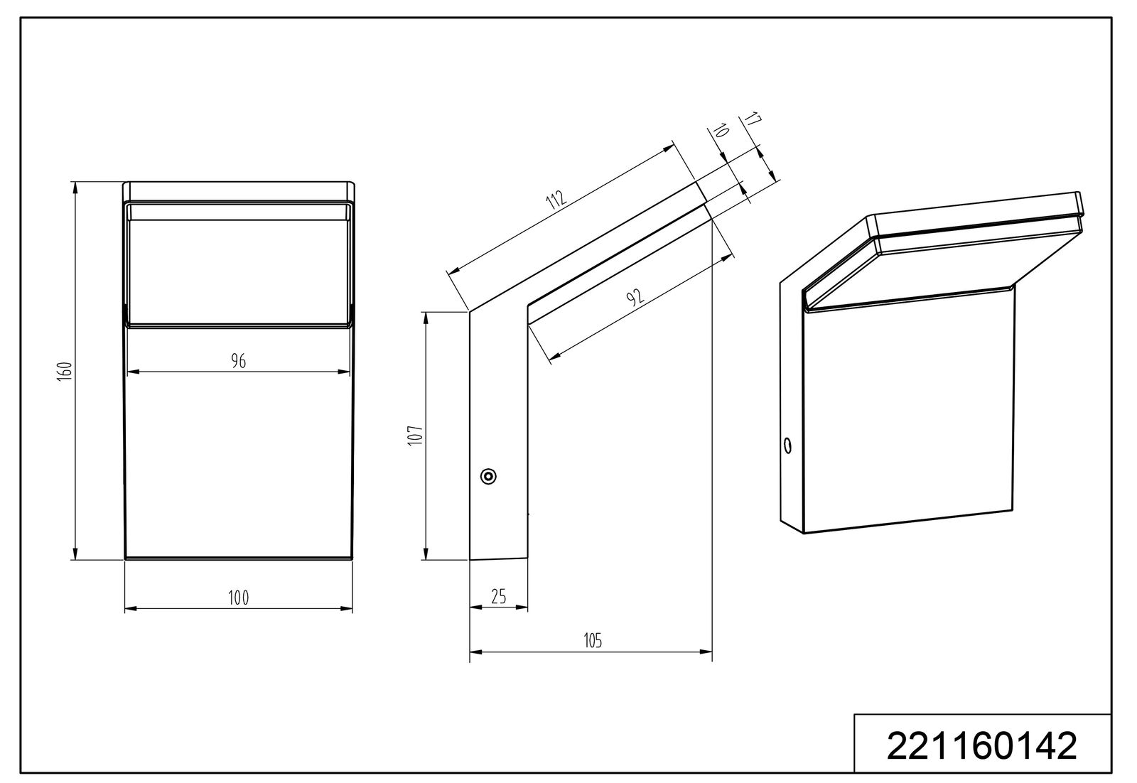 LED-Wandanbauleuchte PEARL 8W 3000K anth 900lm Konv IP54 100x105x160mm
